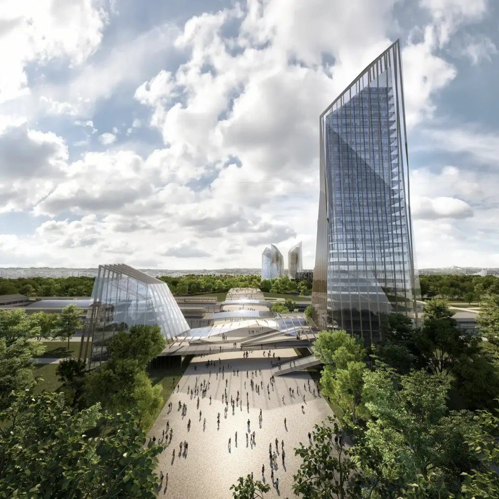 Rendering del nuovo parco urbano di Scalo Farini a Milano